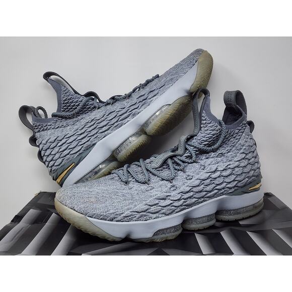 Nike LeBron 15 WOLF GREY 897648-005 Size 12 WORN - Picture 1 of 8